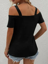 Double Spaghetti Straps Short Sleeve T-Shirt Women's T-Shirts - Tophatter Daily Deals