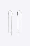 925 Sterling Silver Cross Threader Earrings Silver One Size Earrings - Tophatter Daily Deals