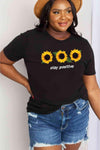 Simply Love Full Size STAY POSITIVE Sunflower Graphic Cotton Tee Women's T-Shirts - Tophatter Daily Deals