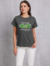 NOT LUCKY SIMPLY BLESSED Heart Round Neck T-Shirt Charcoal Women's T-Shirts - Tophatter Daily Deals