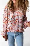 Printed Ruffled Balloon Sleeve Blouse Blouses - Tophatter Daily Deals