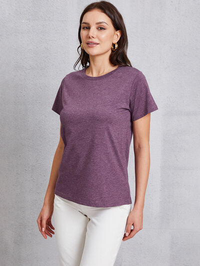 Round Neck Short Sleeve T-Shirt Women's T-Shirts - Tophatter Daily Deals