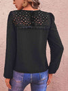 Swiss Dot Lace Trim Long Sleeve Blouse - Uncle Tophatter Offers Only The Best Deals And Didcounts
