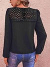 Swiss Dot Lace Trim Long Sleeve Blouse Blouses - Tophatter Daily Deals