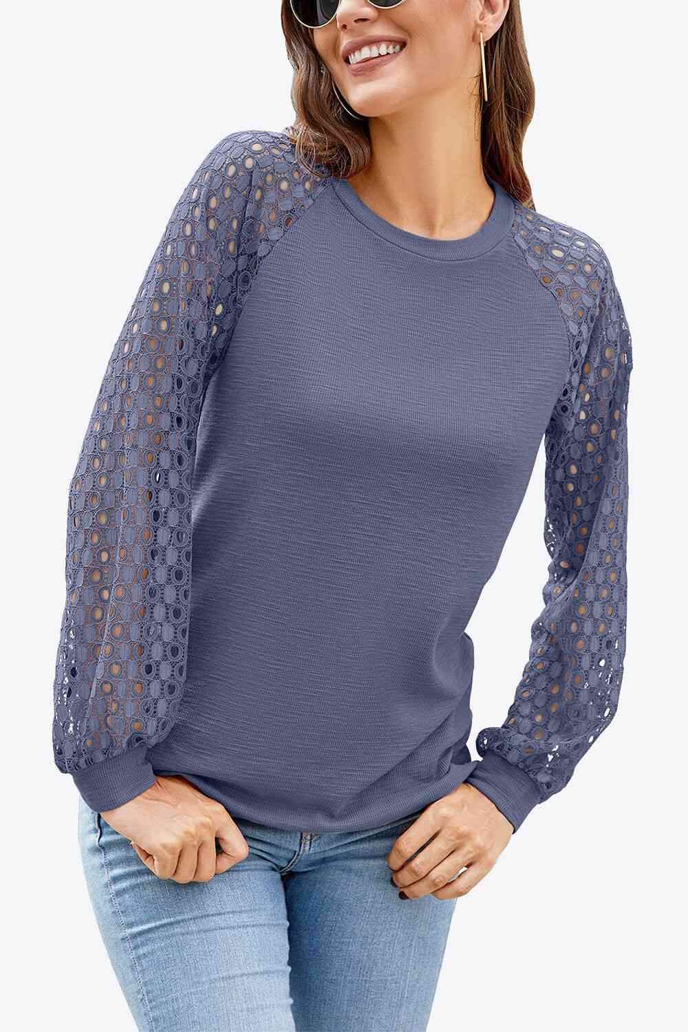 Long Raglan Sleeve Round Neck Tee Women's T-Shirts - Tophatter Daily Deals