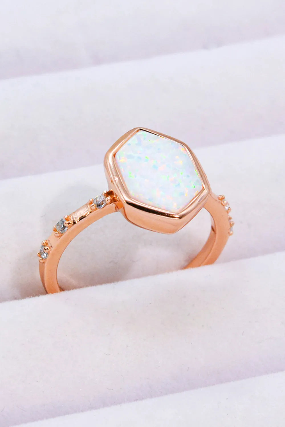 Opal Hexagon 925 Sterling Silver Ring Opal - Tophatter Daily Deals