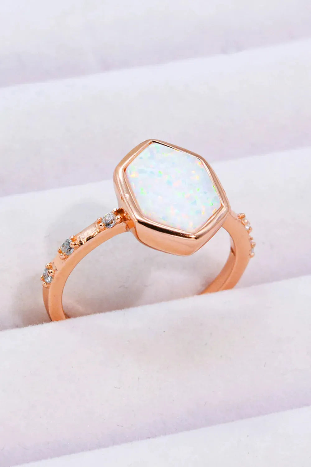 Opal Hexagon 925 Sterling Silver Ring Opal - Tophatter Daily Deals