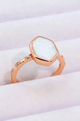 Opal Hexagon 925 Sterling Silver Ring Opal - Tophatter Daily Deals