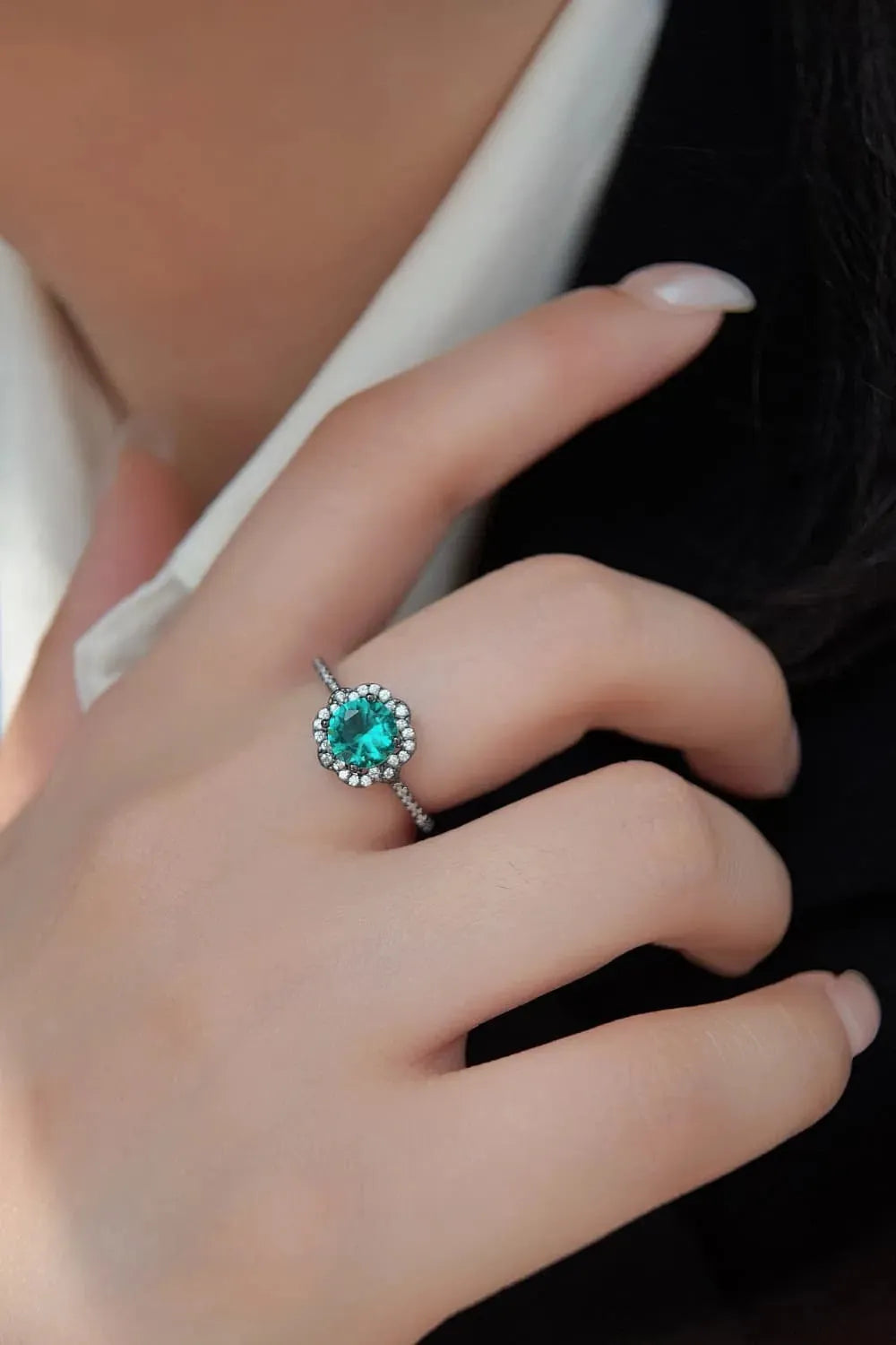 Paraiba Blue Zircon Flower Shape Ring Rings - Tophatter Daily Deals