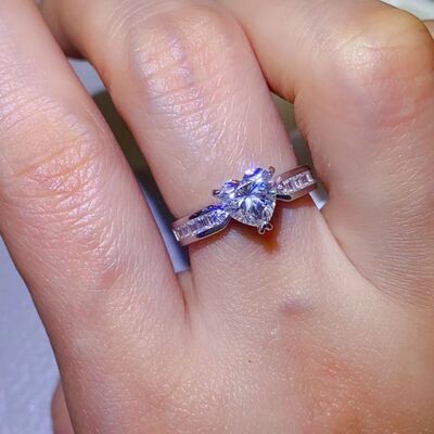 1 Carat Moissanite 925 Sterling Silver Ring Silver Moissanite - Tophatter Daily Deals