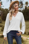 Notched Neck Raglan Sleeve Blouse Blouses - Tophatter Daily Deals