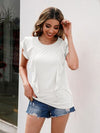 Ruffled Round Neck Cap Sleeve T-Shirt Women's T-Shirts - Tophatter Daily Deals