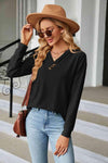 V-Neck Long Sleeve Blouse Blouses - Tophatter Daily Deals