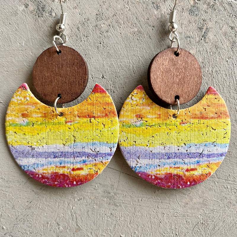 Wood & PU Drop Earrings Earrings - Tophatter Daily Deals