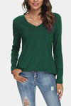 V-Neck Long Sleeve T-Shirt Green Women's T-Shirts - Tophatter Daily Deals