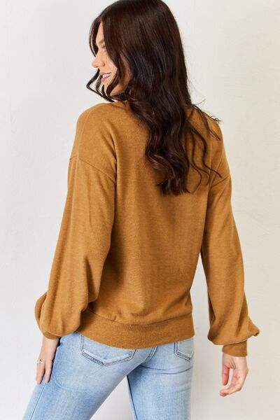 HYFVE Round Neck Long Sleeve Top Blouses - Tophatter Daily Deals