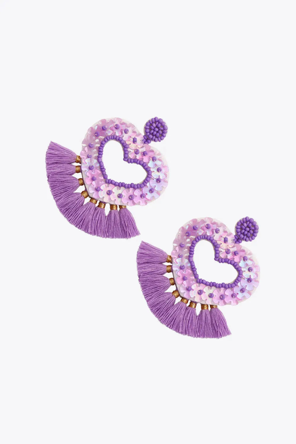 2-Pair Boho Style Heart Tassel Dangle Earrings Earrings - Tophatter Daily Deals