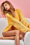 BiBi V-Neck Mesh Lantern Sleeve Top Blouses - Tophatter Daily Deals