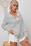 Full Size Striped Collared Top Blouses - Tophatter Daily Deals