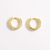 925 Sterling Silver Inlaid Zircon Huggie Earrings Earrings - Tophatter Daily Deals