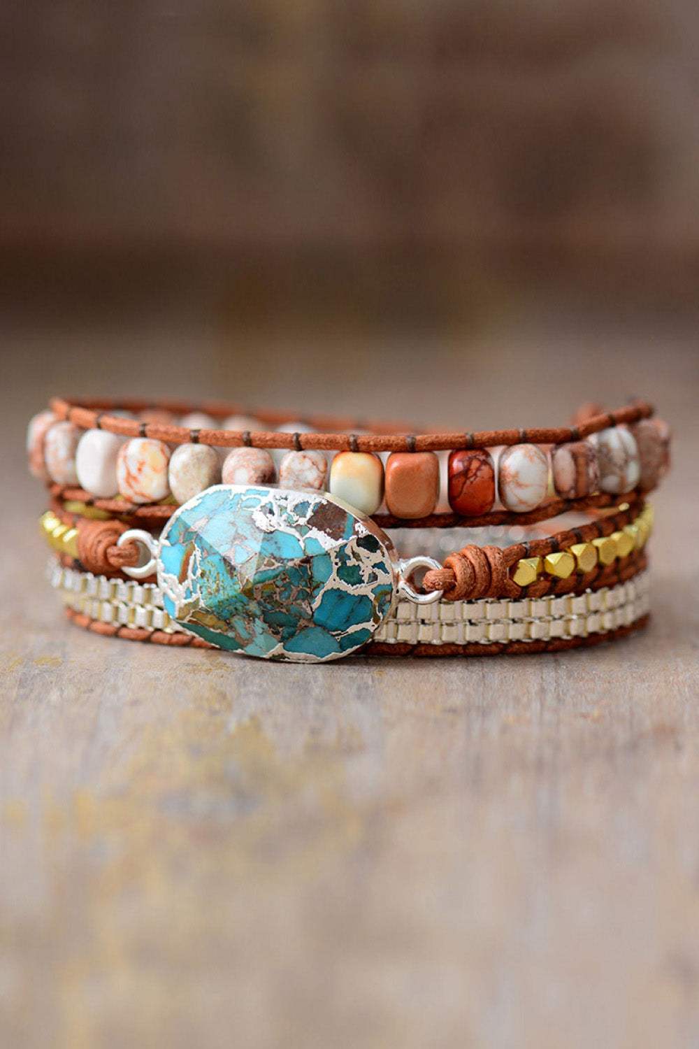 Handmade Natural Stone Copper Bracelet Blue Silver One Size Bracelets - Tophatter Daily Deals