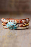 Handmade Natural Stone Copper Bracelet Blue Silver One Size Bracelets - Tophatter Daily Deals