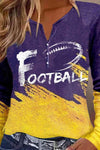 FOOTBALL Graphic Notched Neck Long Sleeve T-Shirt Women's T-Shirts - Tophatter Daily Deals