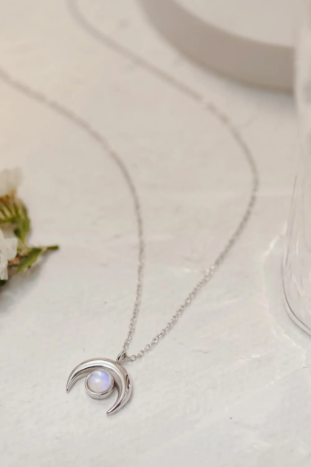 High Quality Natural Moonstone Moon Pendant 925 Sterling Silver Necklace Moonstone - Tophatter Daily Deals
