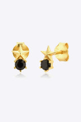 Zircon Star Stud Earrings Black One Size Earrings - Tophatter Daily Deals