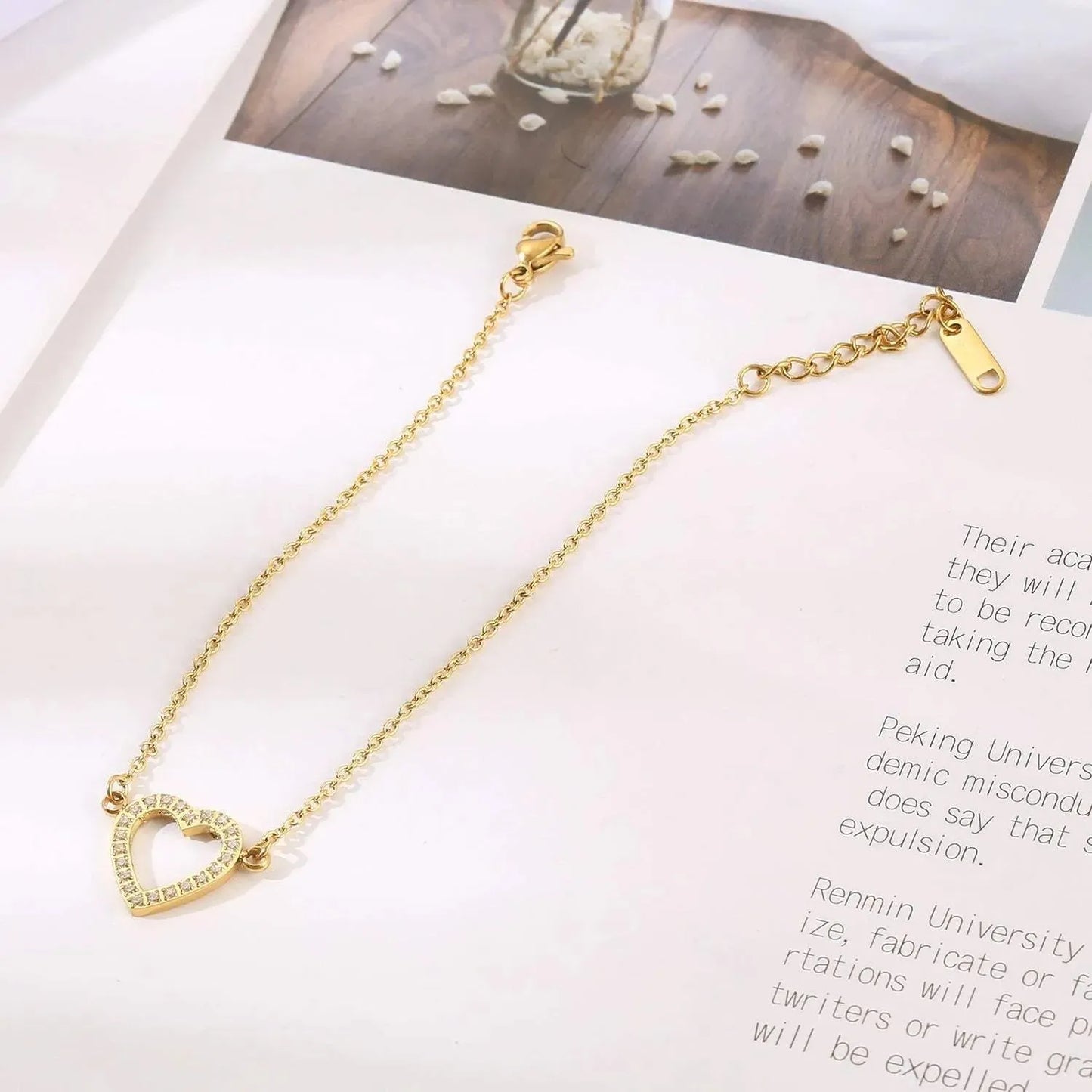 Inlaid Zircon Stainless Steel Heart Bracelet Bracelets - Tophatter Daily Deals