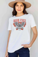 Simply Love Full Size BORN FREE 1976 WORLD TOUR Graphic Cotton T-Shirt Women's T-Shirts - Tophatter Daily Deals