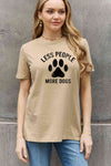 Simply Love Full Size LESS PEOPLE MORE DOGS Graphic Cotton Tee Taupe Women's T-Shirts - Tophatter Daily Deals