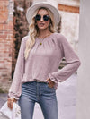 Double Take Long Flounce Sleeve Round Neck Blouse Blouses - Tophatter Daily Deals