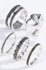 Zinc Alloy Five-Piece Ring Set Rings - Tophatter Daily Deals