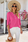 Notched Half Button T-Shirt Women's T-Shirts - Tophatter Daily Deals