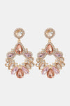 Zinc Alloy Frame Glass Stone Dangle Earrings Peach One Size Earrings - Tophatter Daily Deals