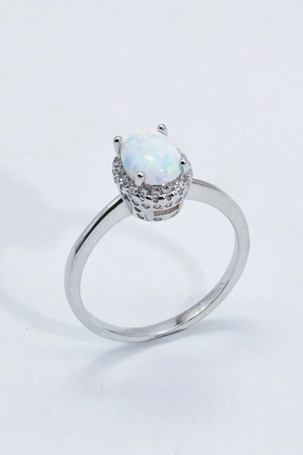 925 Sterling Silver 4-Prong Opal Ring Opal - Tophatter Daily Deals