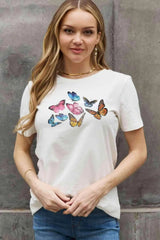 Simply Love Full Size Butterfly Graphic Cotton Tee Women's T-Shirts - Tophatter Daily Deals
