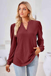 V-Neck Puff Sleeve Blouse Blouses - Tophatter Daily Deals