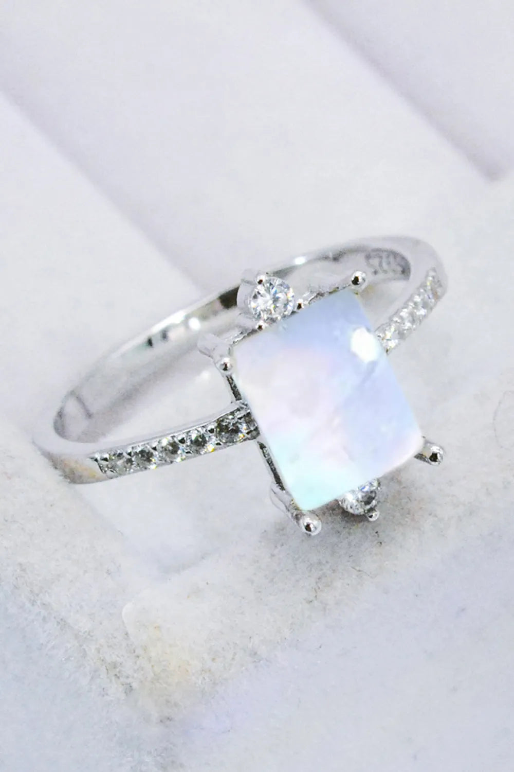 925 Sterling Silver Square Moonstone Ring Moonstone - Tophatter Daily Deals