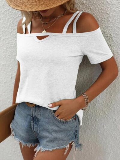 Double Spaghetti Straps Short Sleeve T-Shirt Women's T-Shirts - Tophatter Daily Deals