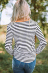 Striped Contrast Trim Quarter Snap T-Shirt Women's T-Shirts - Tophatter Daily Deals