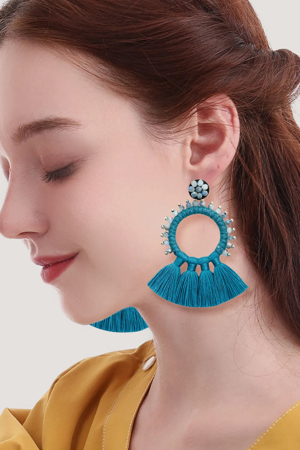 Bead Detail Tassel Dangle Earrings Earrings - Tophatter Daily Deals