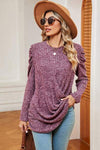 Round Neck Puff Sleeve T-Shirt Fuchsia Women's T-Shirts - Tophatter Daily Deals