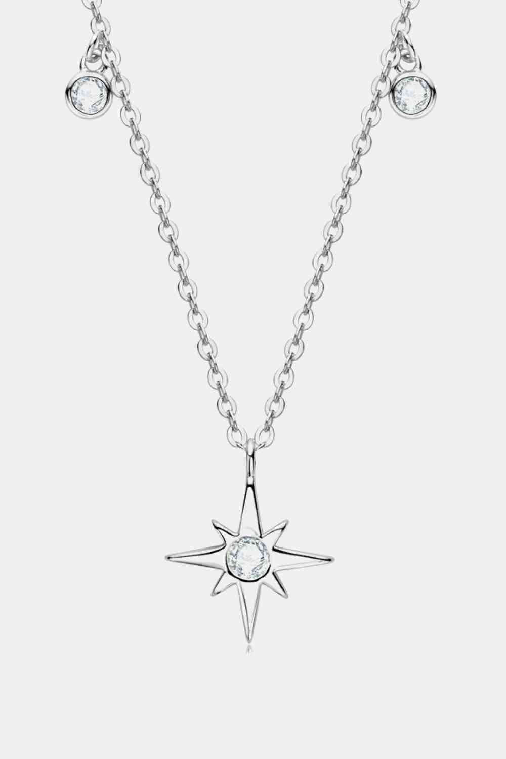 Moissanite North Star Pendant 925 Sterling Silver Necklace Silver One Size Moissanite - Tophatter Daily Deals