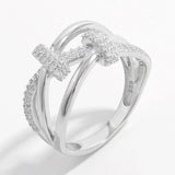 Inlaid Zircon 925 Sterling Silver Crisscross Ring Rings - Tophatter Daily Deals