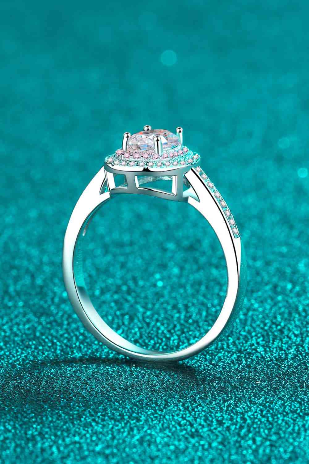 1 Carat Moissanite 925 Sterling Silver Halo Ring Moissanite - Tophatter Daily Deals