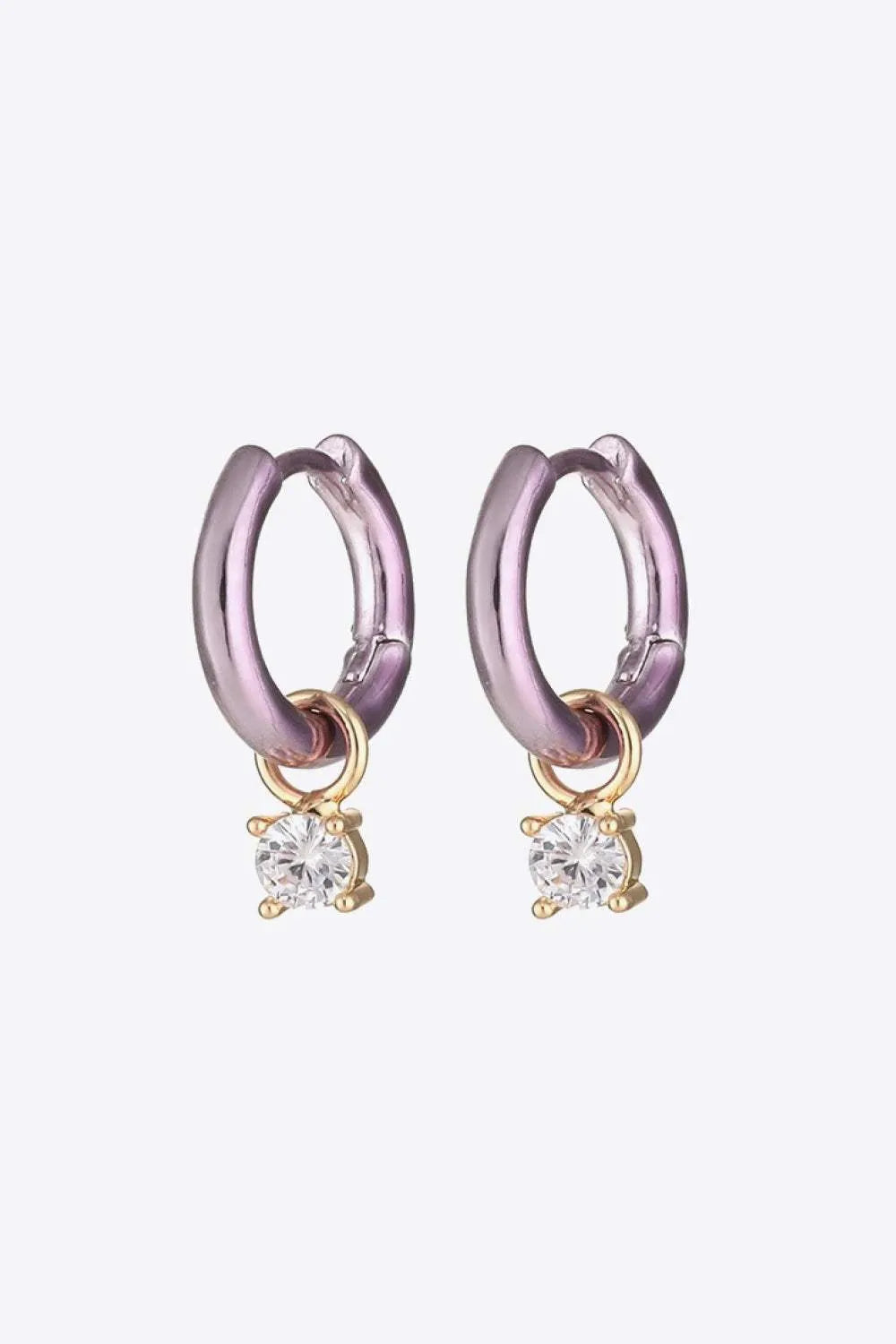 Zircon Huggie Drop Earrings Lilac One Size Earrings - Tophatter Daily Deals