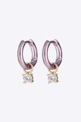 Zircon Huggie Drop Earrings Lilac One Size Earrings - Tophatter Daily Deals