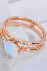 Natural Moonstone and Zircon Double-Layered Ring Moonstone - Tophatter Daily Deals
